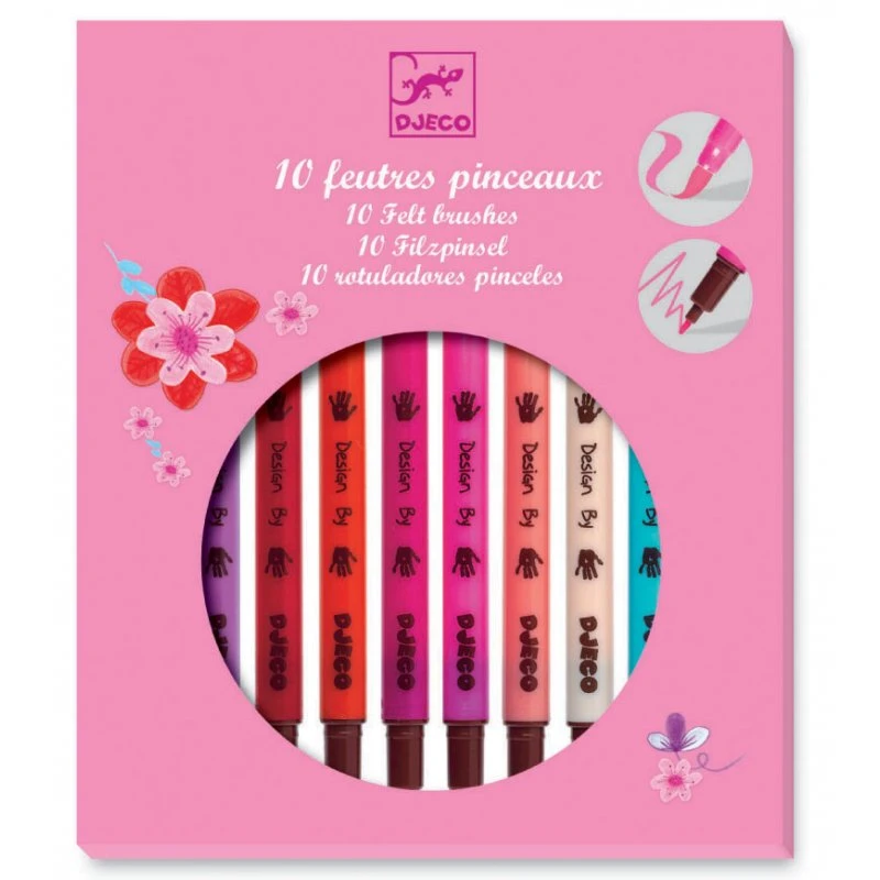 Djeco 10 Feutres Pinceaux, Couleurs "fille" 1 Djeco 10 Feutres Pinceaux, Couleurs "fille"