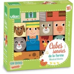 Vilac Cubes Sonores En Bois Animaux De La Ferme -Jouets Pour Enfants Boutique cubes sonores en bois animaux de la ferme 3