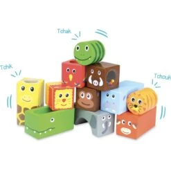 Vilac Cubes Sonores En Bois Animaux De La Savane