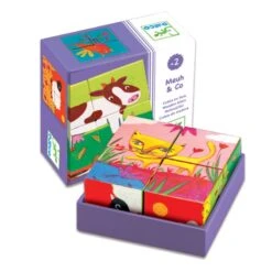 Meuh & Co Djeco - 6 Puzzles Cubes En Bois