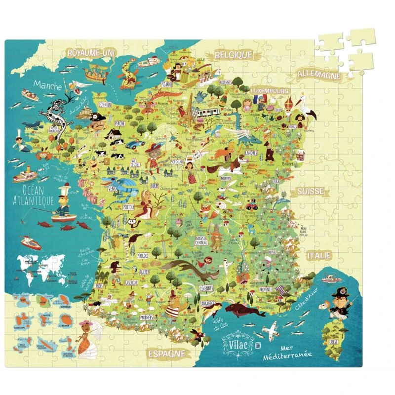 Vilac Puzzle Carte Des Merveilles De France 300 Pièces 2 Vilac Puzzle Carte Des Merveilles De France 300 Pièces – Image 2