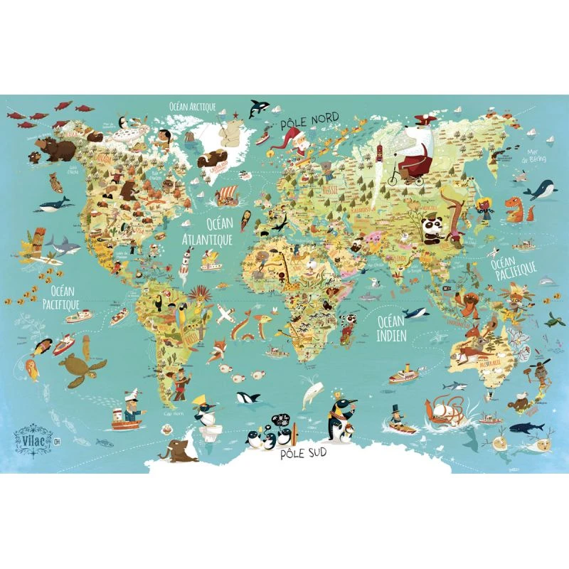 Vilac Puzzle Carte Du Monde Fantastique 500 Pièces 3 Vilac Puzzle Carte Du Monde Fantastique 500 Pièces – Image 3