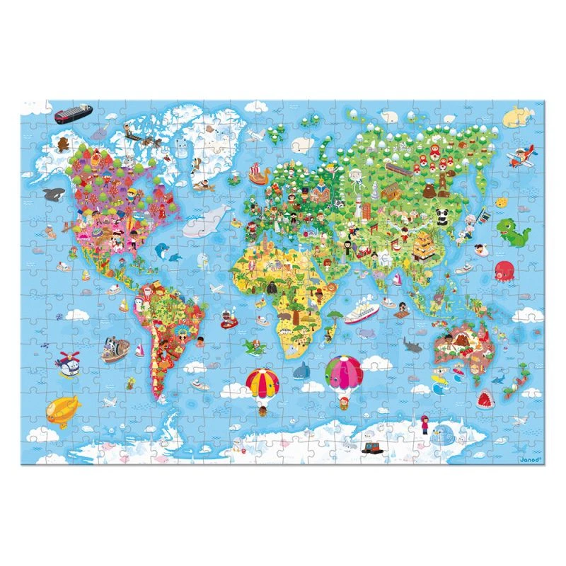 Puzzle Géant Carte Du Monde 300 Pièces - Janod 2 Puzzle Géant Carte Du Monde 300 Pièces - Janod – Image 2
