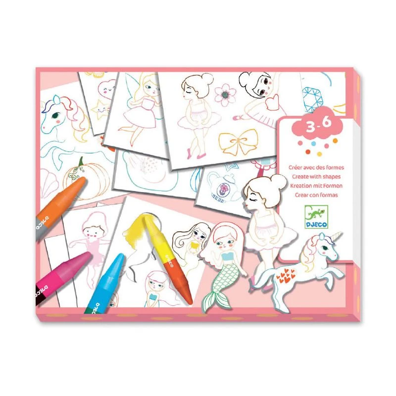 Djeco Un Monde à Créer, Filles - Pochoirs, Coloriages Et Collages 1 Djeco Un Monde à Créer, Filles - Pochoirs, Coloriages Et Collages